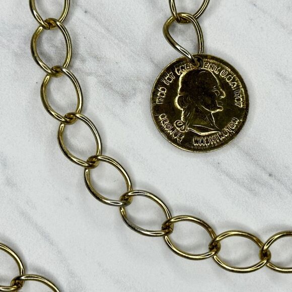 George Washington Coin Metal Chain Link Belt Size Small S Medium M - Picture 10 of 12